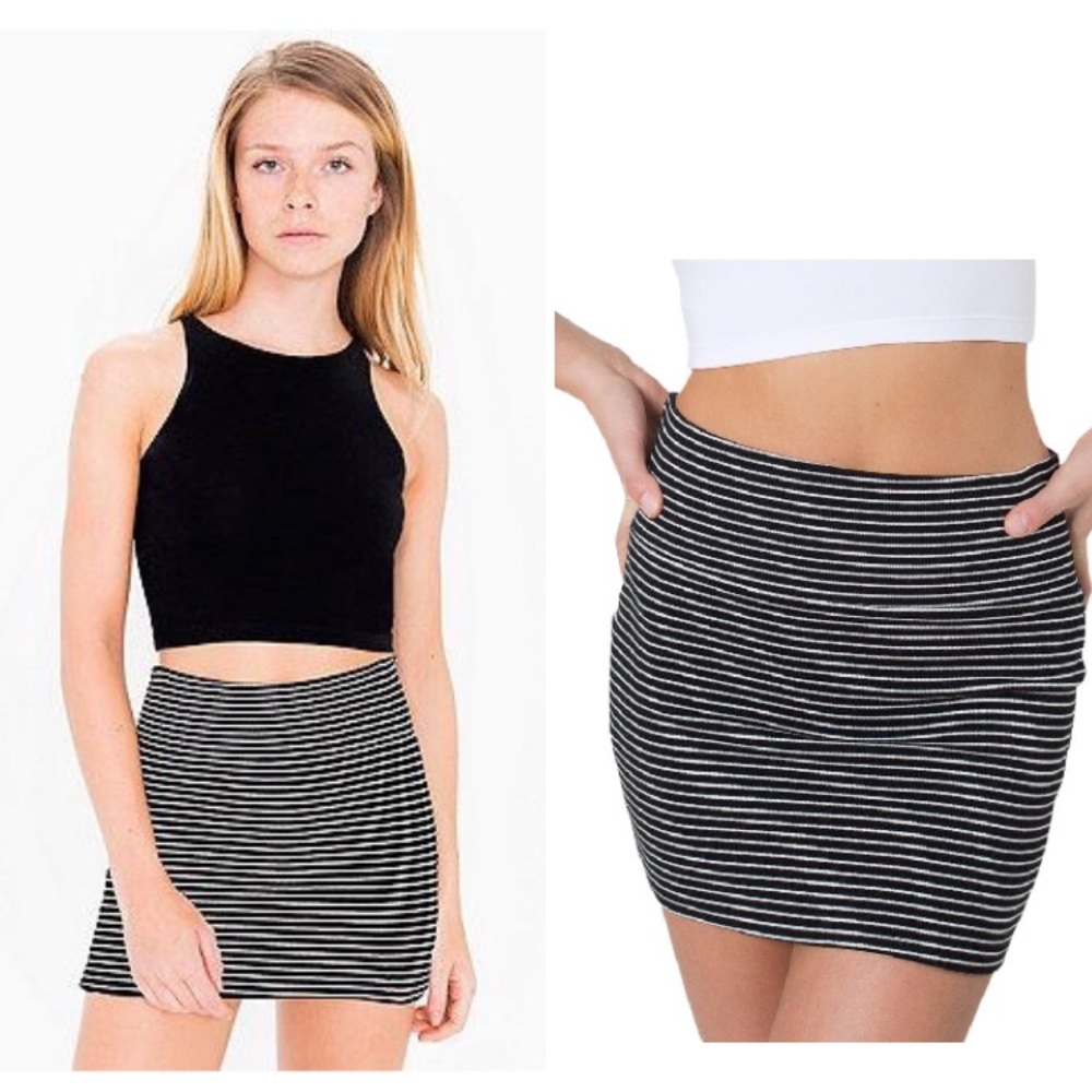 American Apparel Black & White Stripe Mini Skirt